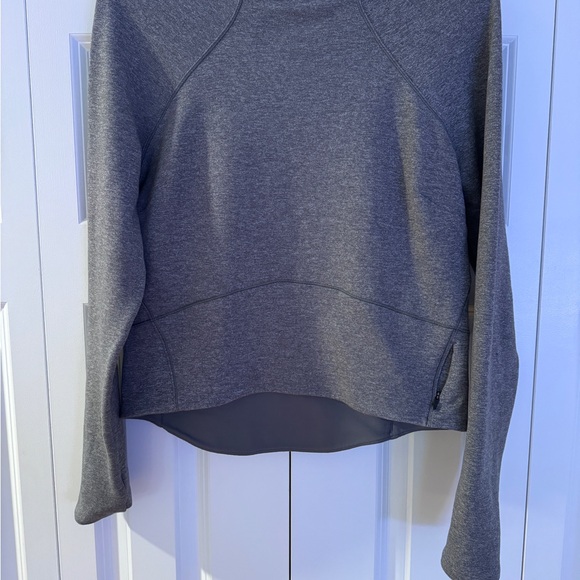 Lululemon Gray Cropped Pullover Mock Neck Long Sleeve Top - Picture 3 of 12
